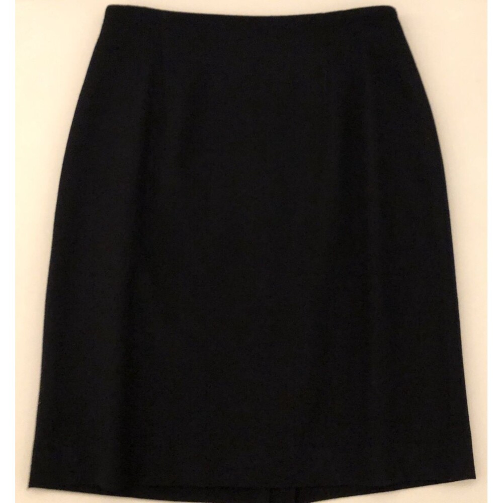 Vintage Jones New York 90s Preppy Wool Skirt 12 Black Minimalist Office
